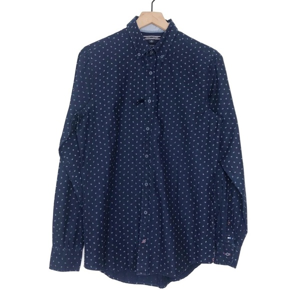 TOMMY HILFIGER Indigo Blue Button Down Shirt NWT S - Picture 1 of 10